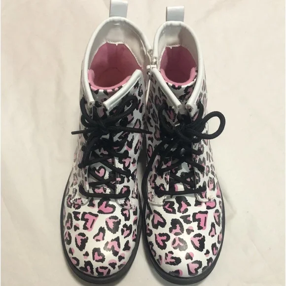 Skechers Gravlen NWOT Boots Excellent Cond.Pink Hearts Size 1 Youth Leopard - Picture 6 of 6